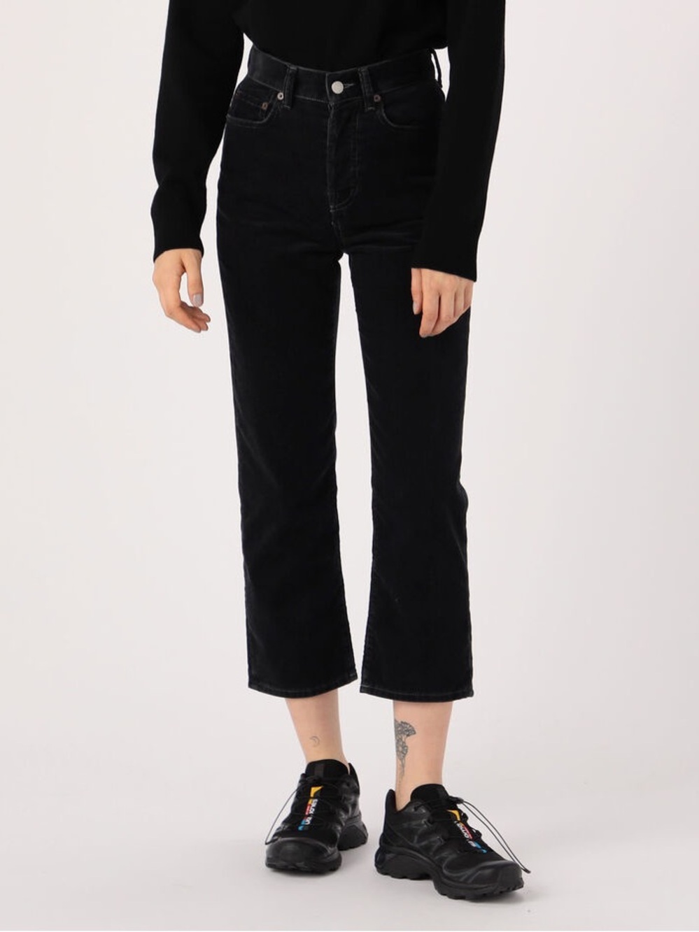 Acne Studios Mece Cord Corduroy Straight Leg Crop Pant Black